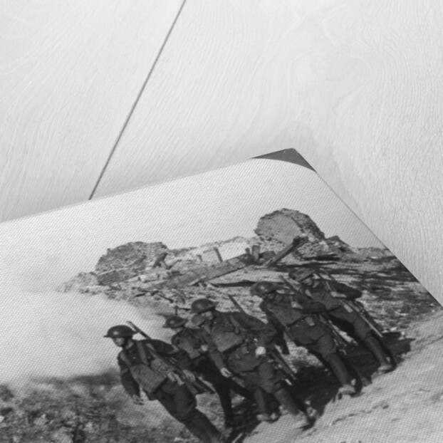Troops passing the ruins of Monchy on the way up the line, France, World War I by Realistic Travels Publishers