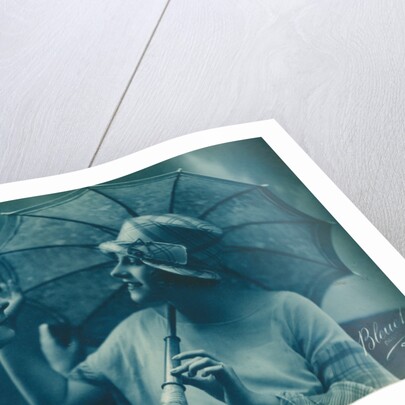 Postcard of romantic vintage couple, in blue by Anonymous
