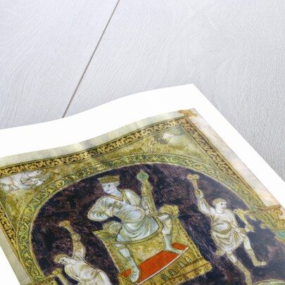 King David enthroned, dancers, end of 9th century (890-900), Abbey of St Gall by Anonymous