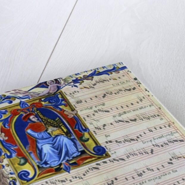 Francesco Landino playing a portative organ by Anonymous