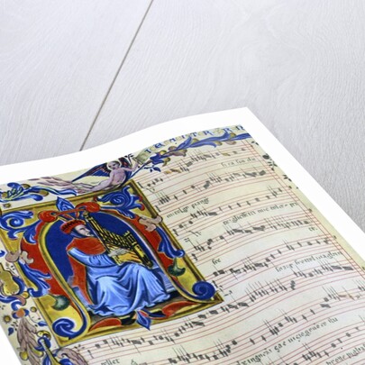 Francesco Landino playing a portative organ by Anonymous