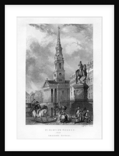 St Martin's Church from Charing Cross, London by J Woods