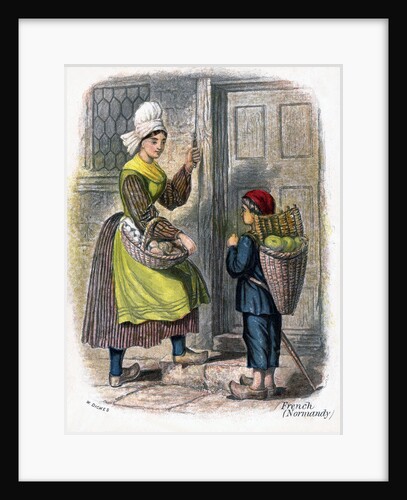 French Woman and Child Selling Fruit by W Dickes