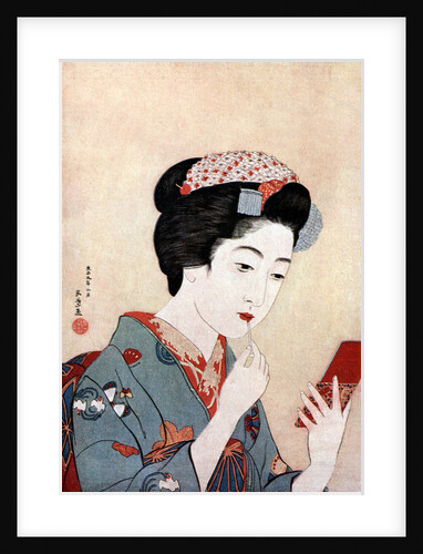 A Woman with a Beni Brush by Hashiguchi Goyo