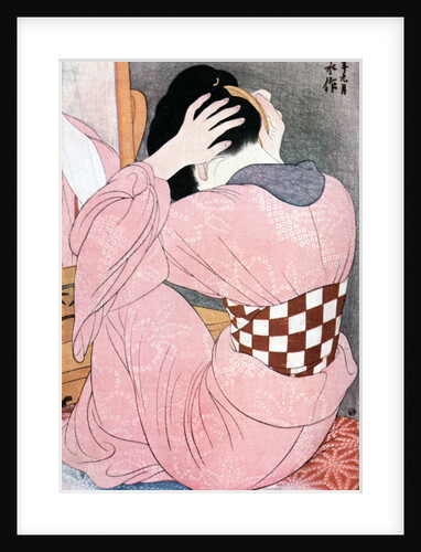 A Girl Dressing her Hair', or, 'Woman with an Undersash by Ito Shinsui