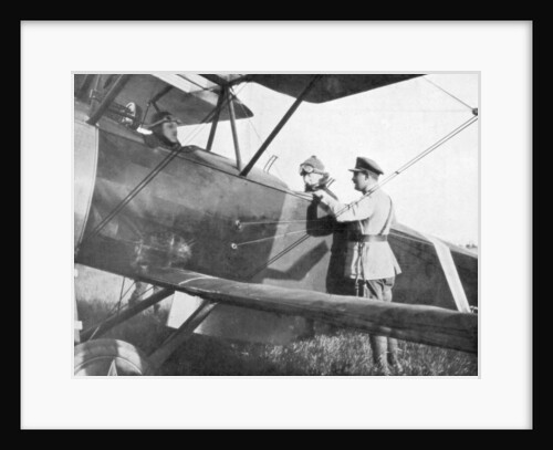 Albert I of Belgium, leaving by plane to visit the lines of the Yser by Anonymous