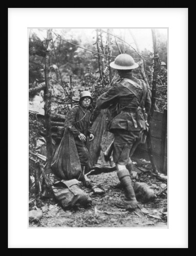A German soldier surrenders, Aisne, France, World War I by Anonymous