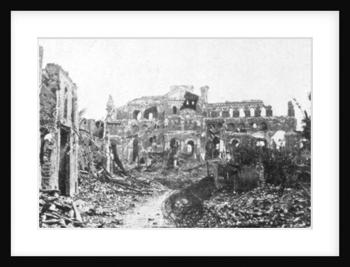 The ruined town and church bell tower of Albert, Somme, France by Anonymous