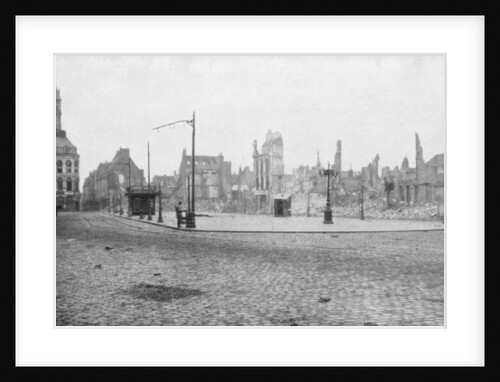 The ruins and bell tower of Douai, France by Anonymous