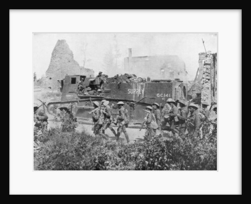 Allied troops marching through a liberated town by Anonymous