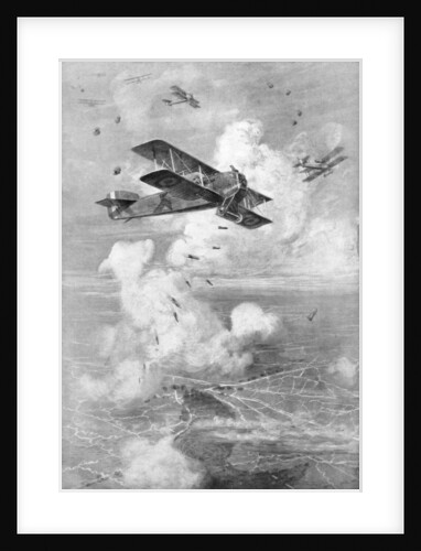 A Breguet French biplane bomber in action by Anonymous
