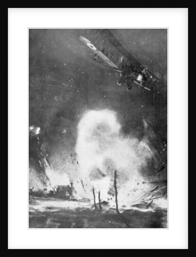 British air bombardment over the German lines, World War I by Joseph Simpson