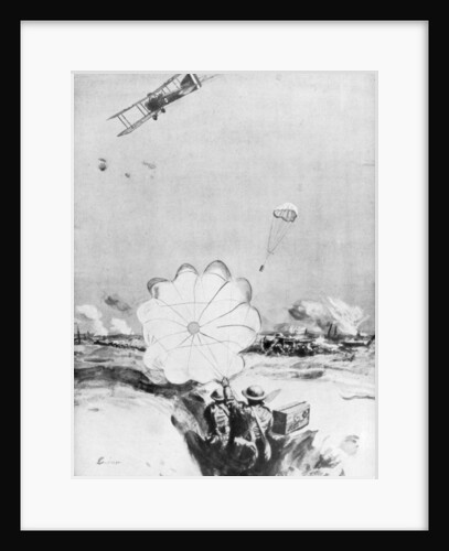 Aeroplane supplying ammunition to the British front line, World War I by Joseph Simpson