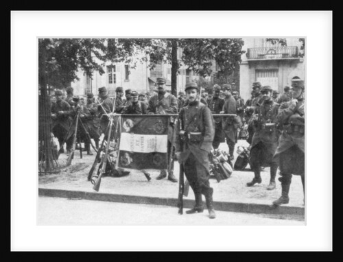 Troops and flag of the French 102nd infantry, Saint-Francois-Xavier, Paris, France, August 1914 by Anonymous