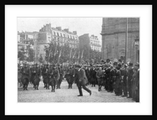Mobilized French troops marching in Paris, France, August 1914 by Anonymous