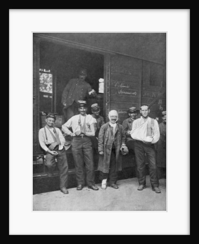 Wounded French soldiers on the way to hospital by train France by Anonymous