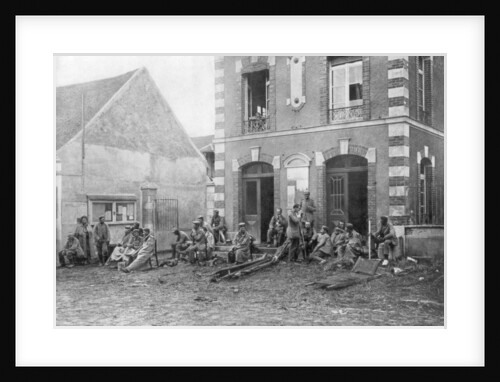 German troops sitting on the steps of the Vareddes Town Hall, France by Anonymous