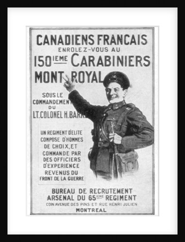 A French Canadian army recruitment poster by Anonymous