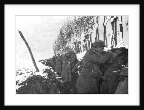 A trench full of reserve infantry, Pas-de-Calais, France, winter by Anonymous