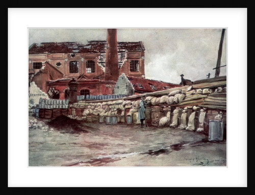 'Factory Barricade, Soissons', France by Francois Flameng