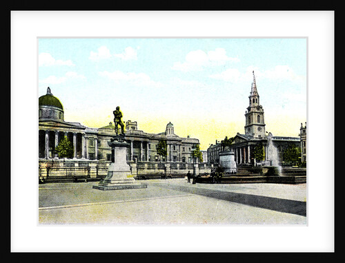Gordon's Statue and National Gallery, Trafalgar Square, London by Anonymous