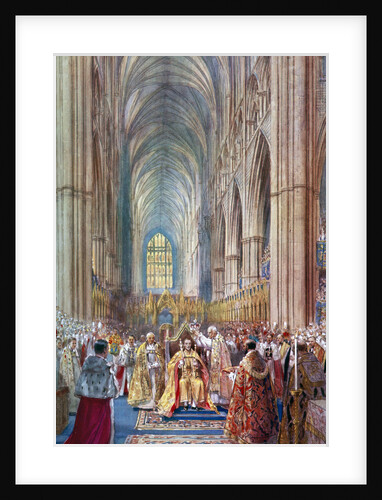 'The Act of Crowning', George VI's coronation ceremony, Westminster Abbey, London by Henry Charles Brewer
