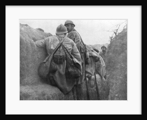 A French trench before an attack, 2nd Battle of Champagne, France by Anonymous