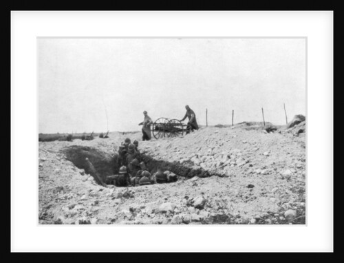 French soldiers in a foxhole, Second Battle of Champagne by Anonymous