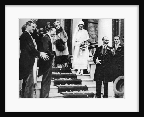 King George V waves good wishes to Princess Maud as she leaves for her honeymoon by Anonymous