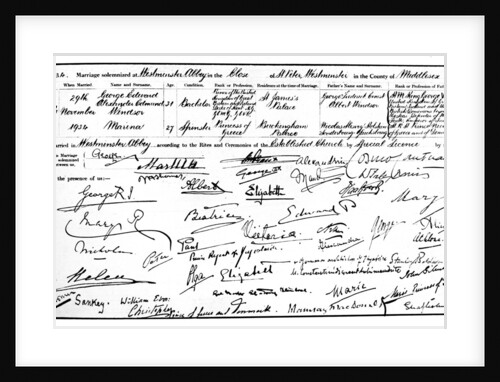 The marriage certificate of the Duke and Duchess of Kent by Anonymous