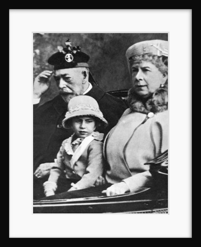 King George V and Queen Mary with Princess Margaret driving to church, Balmoral by Anonymous