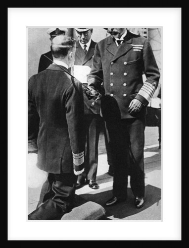 King George V knights Vice-Admiral Pakenham aboard HMS Princess Royal by Anonymous