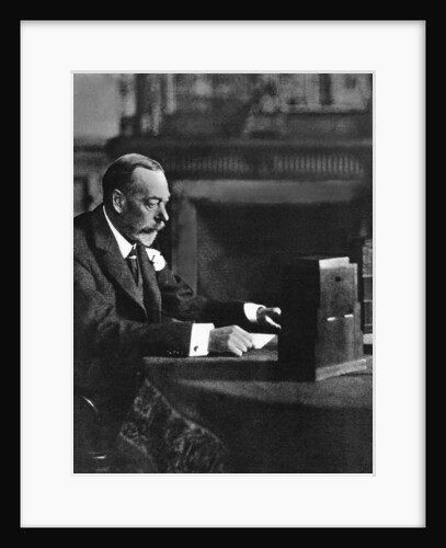 King George V broadcasting to the empire on Christmas Day, Sandringham by Anonymous