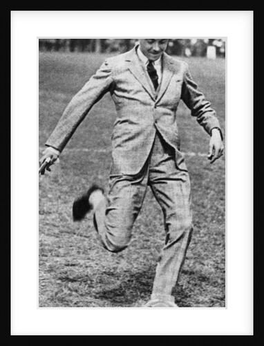 The Prince of Wales kicking off the Spurs versus Fulham football match by Anonymous