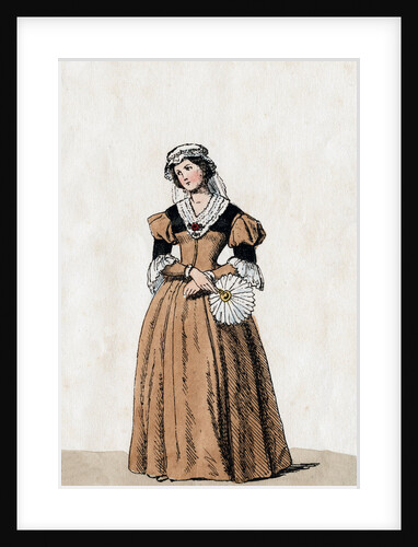 Lady-in-waiting, costume design for Shakespeare's play, Henry VIII by Anonymous