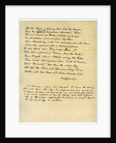 Hymn before Sunrise in the Vale of Chamouny , first printed in 1802 by Samuel Taylor Coleridge
