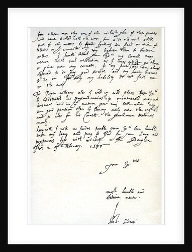 Letter from Sir Philip Sidney to Robert Dudley, Earl of Leicester, 2nd February 1586 by Sir Philip Sidney