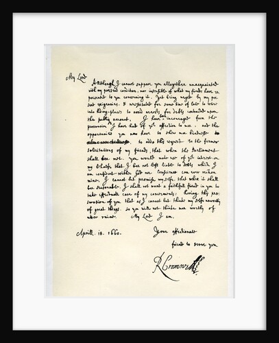 Letter from Richard Cromwell, Lord Protector, to General George Monck by Richard Cromwell