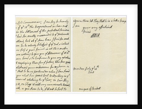 Letter from Queen Anne to John Hay, Marquess of Tweeddale by Queen Anne