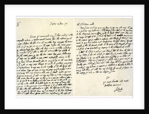 Letter from John Locke to Hans Sloane, 2nd December 1699 by John Locke