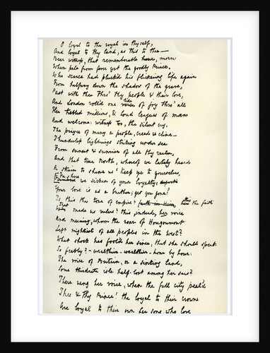 Original manuscript of the Epilogue to the Idylls of the King by Alfred Lord Tennyson