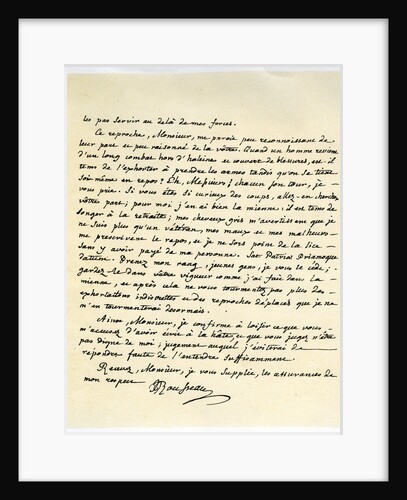 Letter from Jean Jaques Rousseau by Jean-Jacques Rousseau