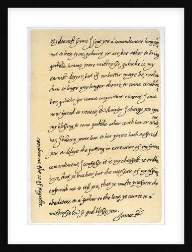 Letter from James I to his son, Charles, Prince of Wales by James I