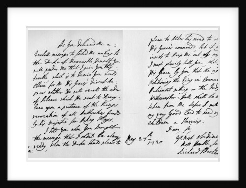 Letter from Sir Richard Steele to Henry Pelham by Richard Steele