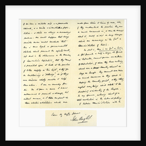 Letter from John Bright to Colonel Rathbone by John Bright