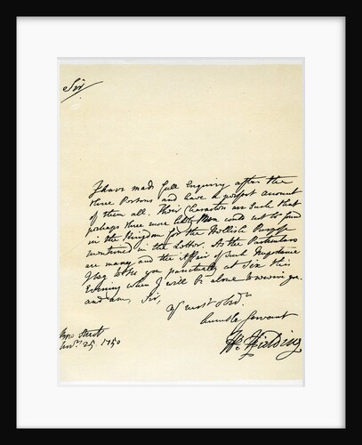 Letter from Henry Fielding to Hutton Perkins by Henry Fielding