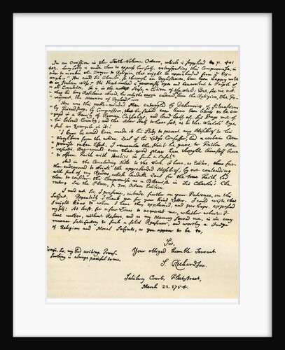 Letter from Samuel Richardson by Samuel Richardson