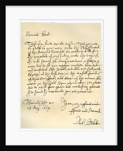 Letter from Admiral Robert Blake to the Commissioners of the Admiralty by Robert Blake