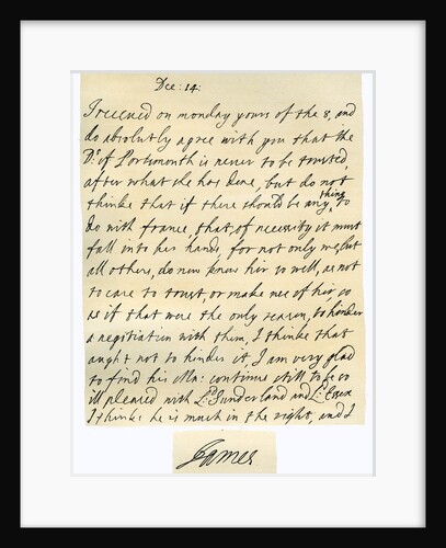 Letter from James II to his brother-in-law, Lawrence Hyde by James II