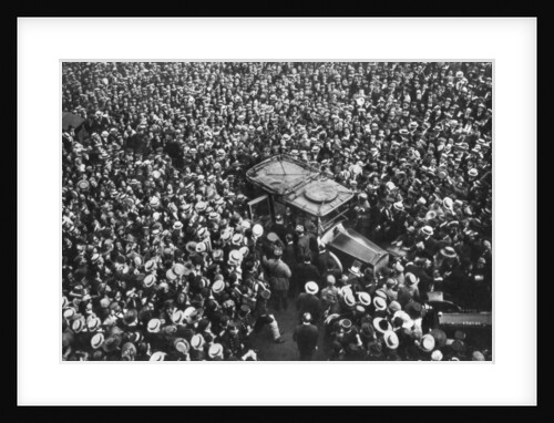 French crowds cheering Pershing and Joffre, Hotel Crillon, Paris, First World War by Anonymous